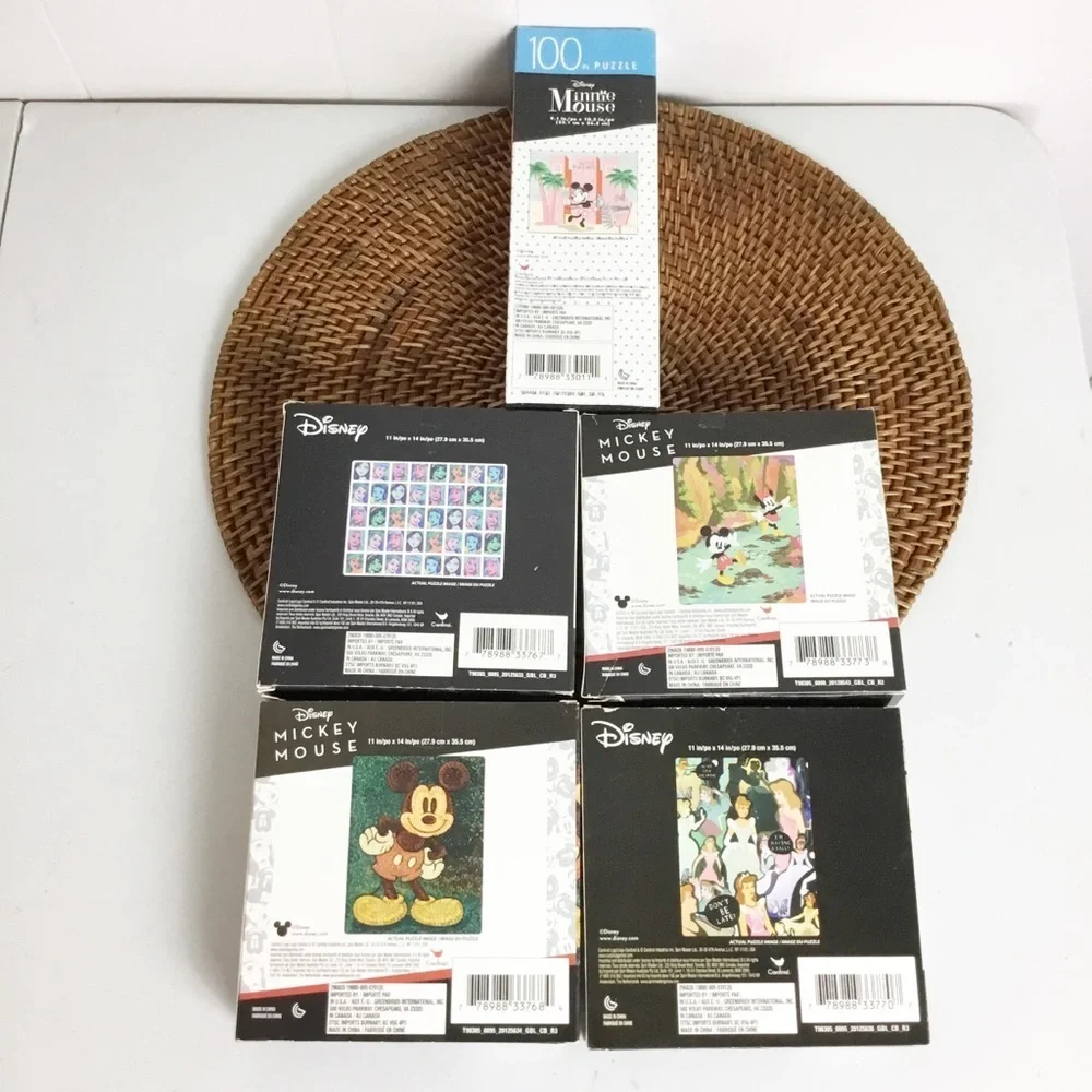 Disney Lot Of 5 New Puzzles Minnie Mickey Cinderella Princesses Ariel